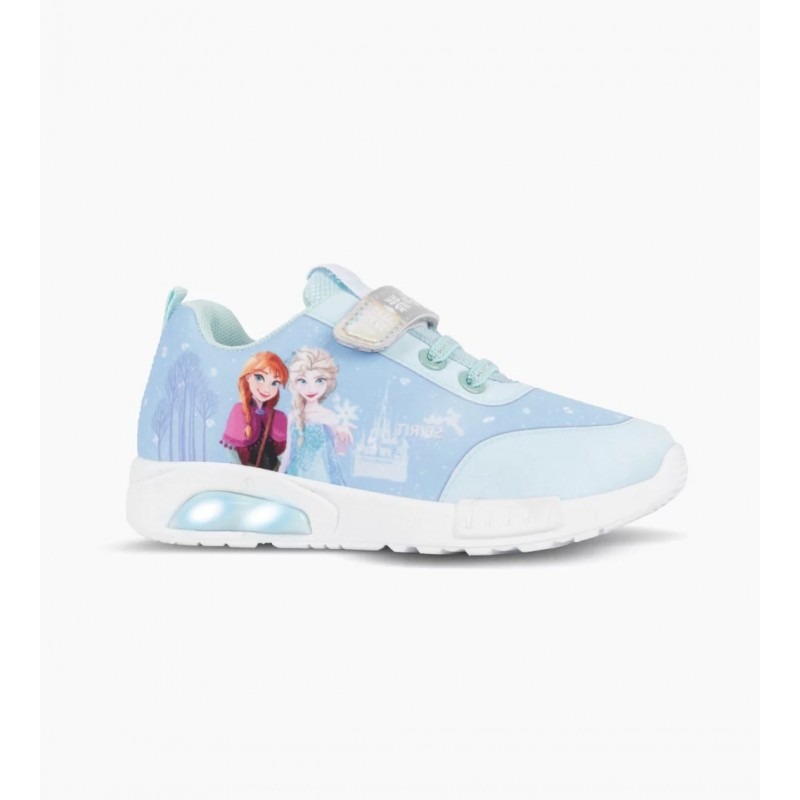 ZAPATILLAS FOOTY POP FROZEN ICE CELESTE CON LUZ AL PISAR