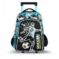 MOCHILA CARRO FOOTY F2221 DINAMIC FUTBOL C/LUZ 18" CELESTE