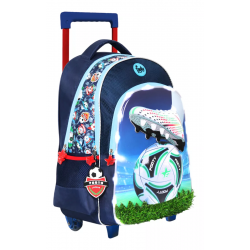 MOCHILA C/CARRO FOOTY C/LED CHAMPIONS LEAGUE 18" AZUL