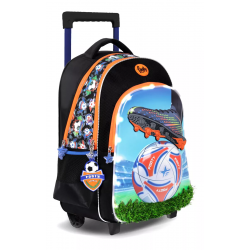 MOCHILA C/CARRO FOOTY C/LED CHAMPIONS LEAGUE 18" NEGRO