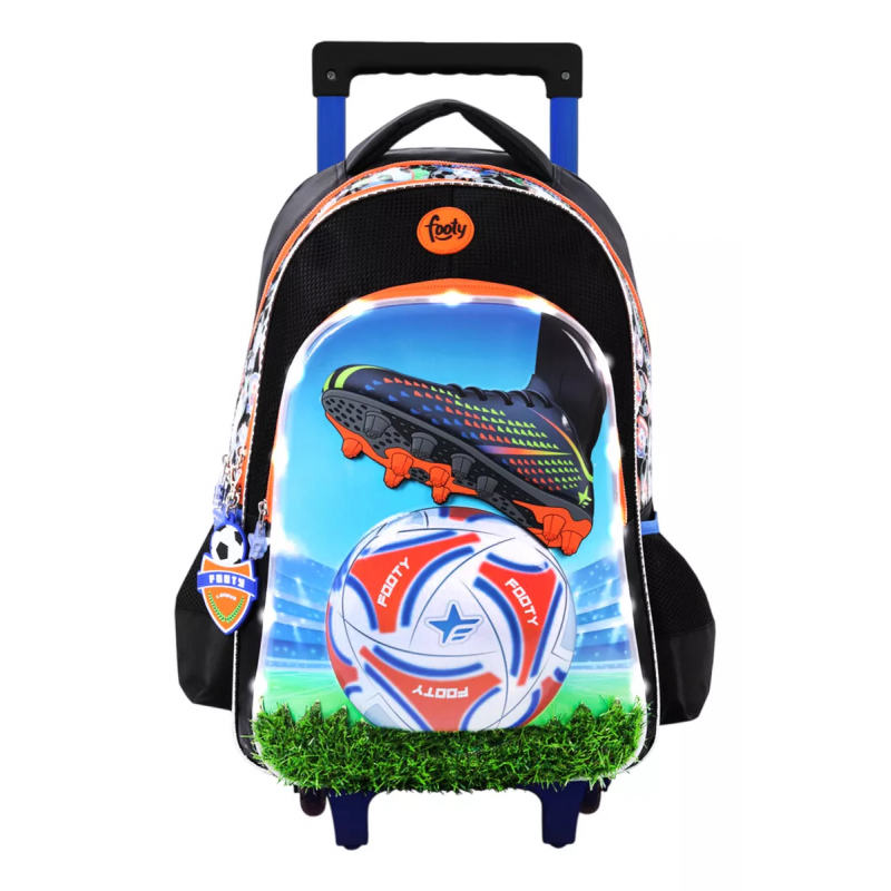 MOCHILA C/CARRO FOOTY C/LED CHAMPIONS LEAGUE 18" NEGRO