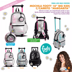 MOCHILA CARRO 18″ BIG KIDS FOOTY MARGARITA PLATA/ROSA