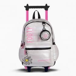 MOCHILA CARRO 18″ BIG KIDS FOOTY MARGARITA PLATA/ROSA