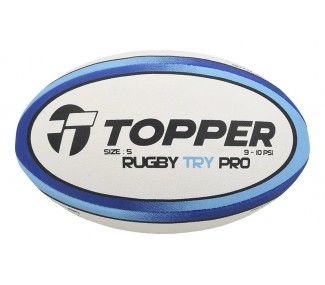 PELOTA TOPPER RUGBY 173128 TRY PRO BLANCO/AZUL