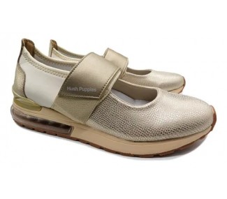 GUILLERMINA HUSH PUPPIES HGY 650320 DILLY BEIGE/ORO 2 ABROJOS
