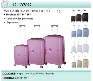 VALIJAS LA CHAPELLE 12UO7692 PLATA MED RIGIDA 20"