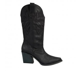 BOTA SELENE  590 NEGRO BOTA TEXANA CAÑA/ALTA CUERO BORDADA