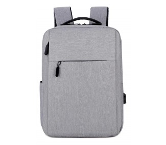 MOCHILA URBANA PORTA NOTEBOOK USB IMPERMEABLE GRIS