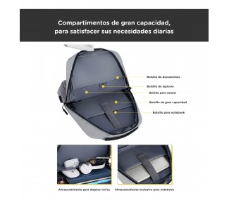 MOCHILA URBANA PORTA NOTEBOOK USB IMPERMEABLE BORDÓ