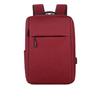 MOCHILA URBANA PORTA NOTEBOOK USB IMPERMEABLE BORDÓ